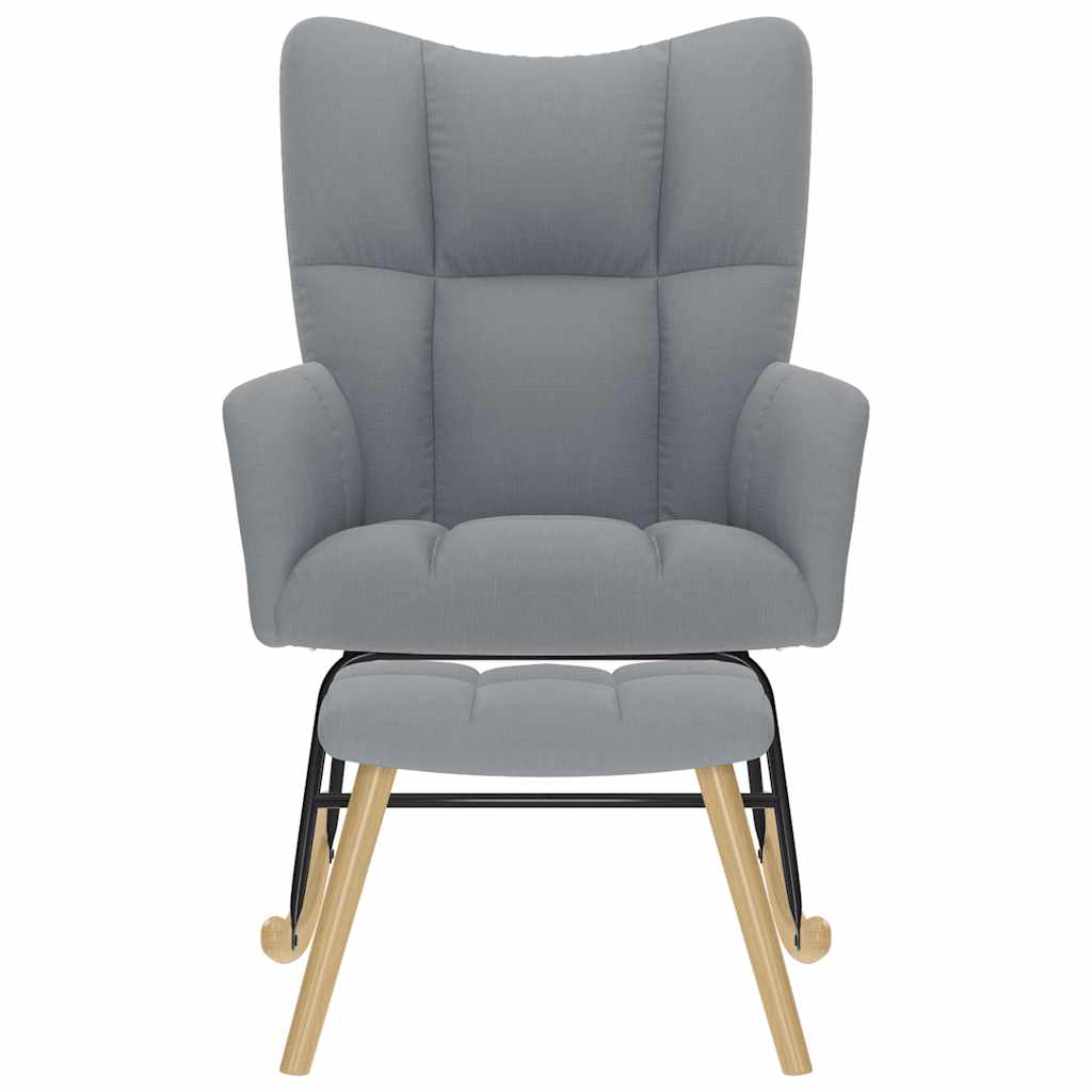 vidaXL Πολυθρόνα Κουνιστή Ανοιχτό Γκρι Υφασμάτινη με Υποπόδιο