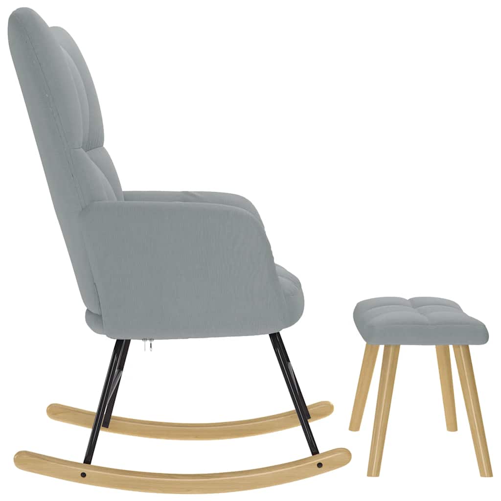 vidaXL Πολυθρόνα Κουνιστή Ανοιχτό Γκρι Υφασμάτινη με Υποπόδιο