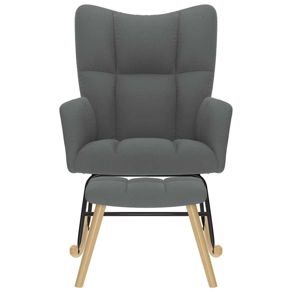 vidaXL Πολυθρόνα Κουνιστή Σκούρο Γκρι Υφασμάτινη με Υποπόδιο