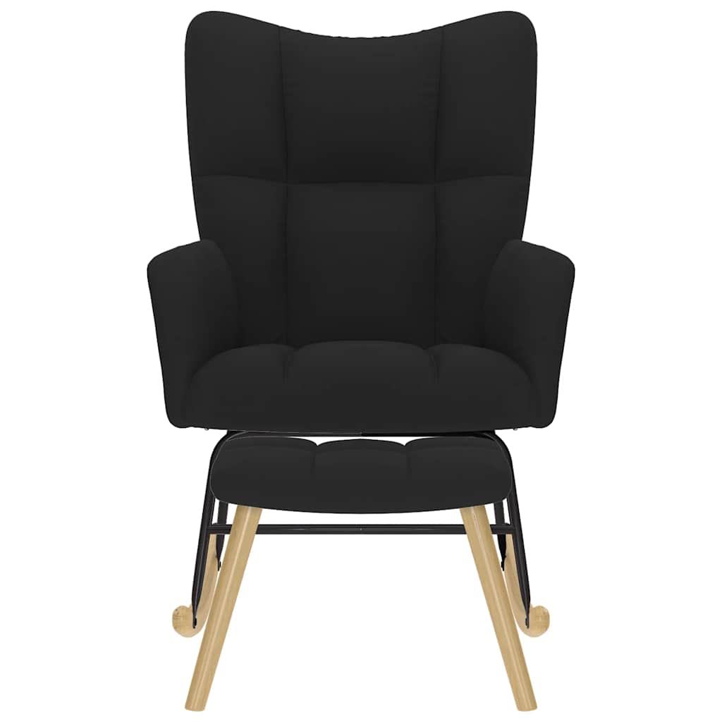 vidaXL Πολυθρόνα Κουνιστή Μαύρη Υφασμάτινη με Υποπόδιο