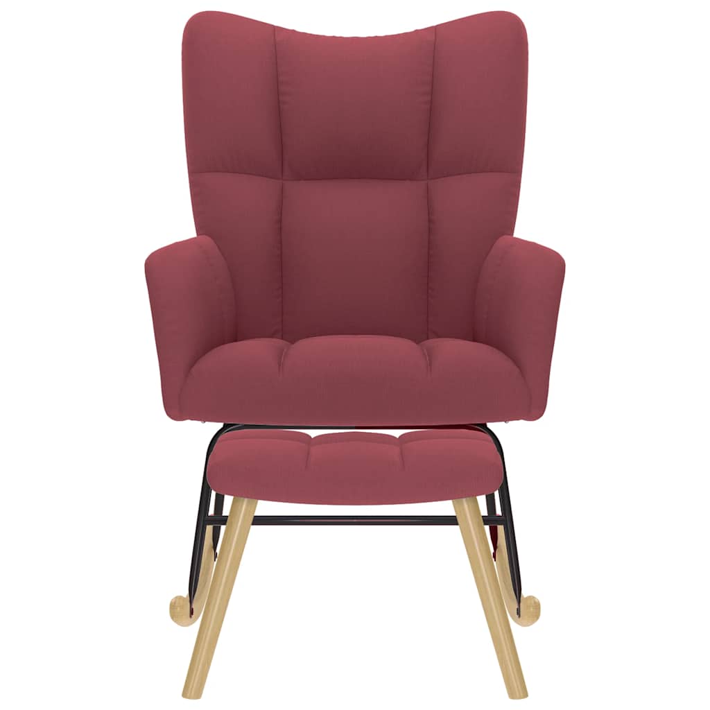 vidaXL Κουνιστή Καρέκλα Μπορντό Υφασμάτινη με Υποπόδιο