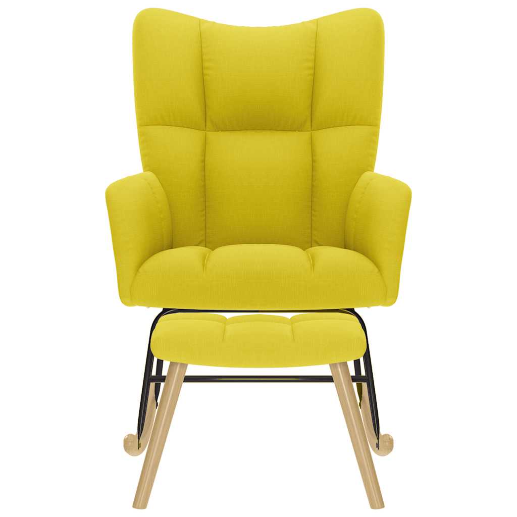 vidaXL Κουνιστή καρέκλα με υποπόδιο ανοιχτό κίτρινο ύφασμα