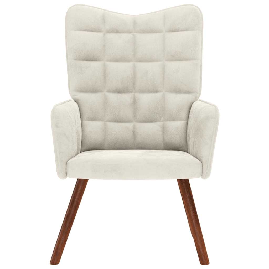 vidaXL Πολυθρόνα Relax Λευκό Κρεμ Βελούδινη