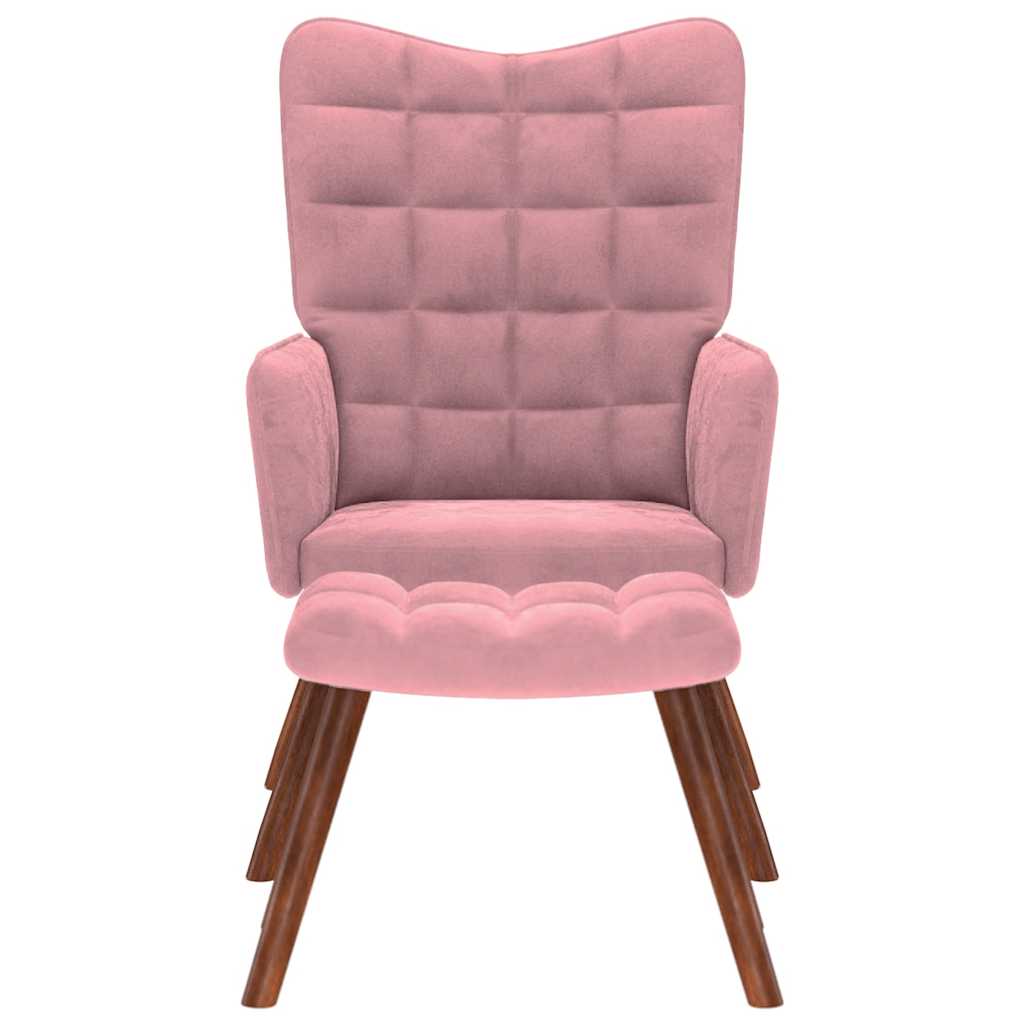 vidaXL Πολυθρόνα Relax Ροζ Βελούδινη με Σκαμπό