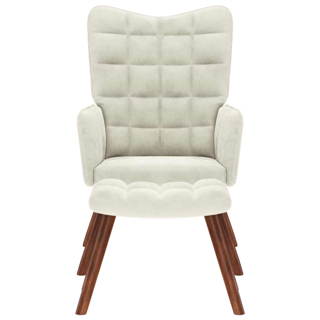 vidaXL Πολυθρόνα Χαλάρωσης με Σκαμπό σε Κρεμ Βελούδο