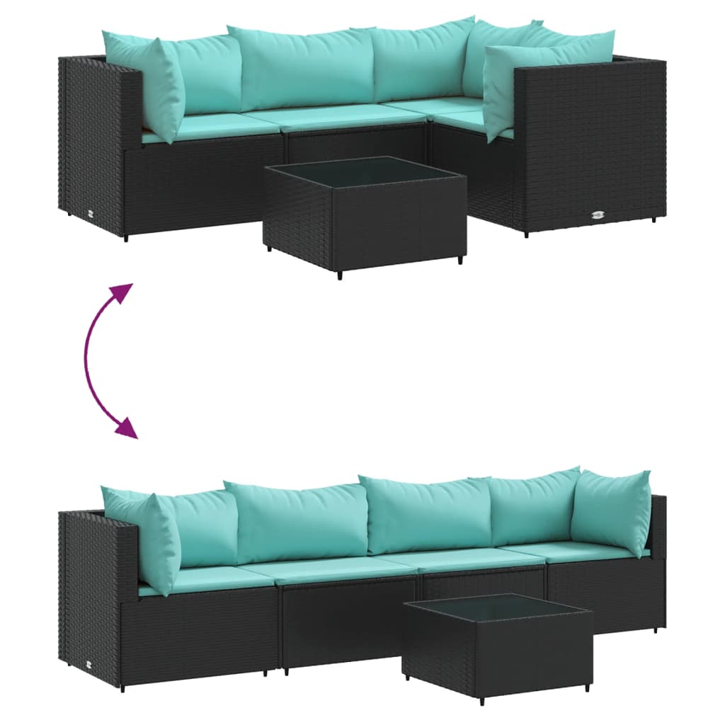 vidaXL Σαλόνι Κήπου 5 Τεμαχίων Μαύρο από Συνθετικό Ρατάν με Μαξιλάρια