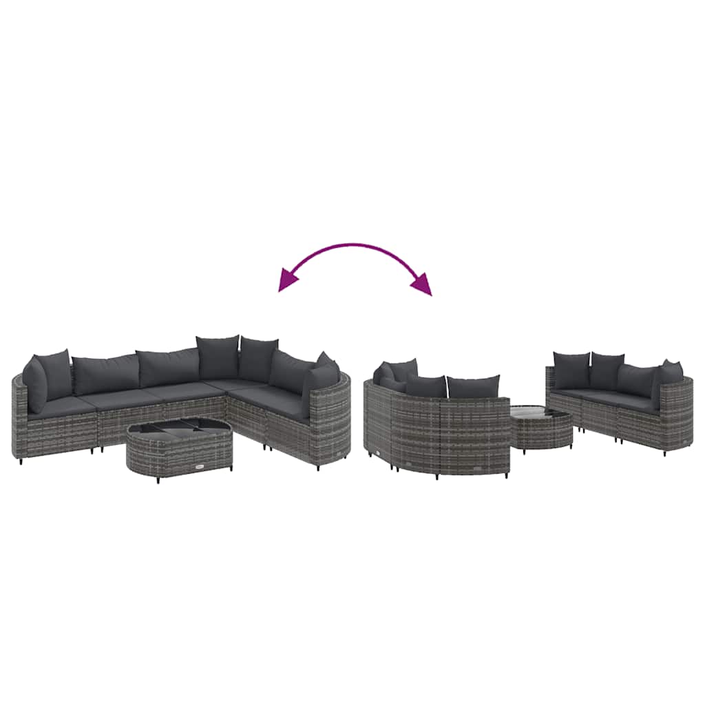 vidaXL Σετ Σαλονιού Κήπου 7 τεμ. Γκρι Συνθετικό Ρατάν με Μαξιλάρια