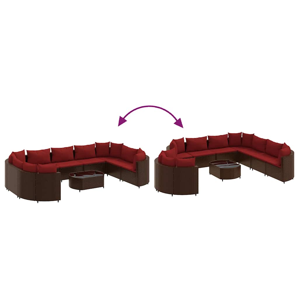 vidaXL Σαλόνι Κήπου 10 Τεμαχίων Καφέ από Συνθετικό Ρατάν με Μαξιλάρια