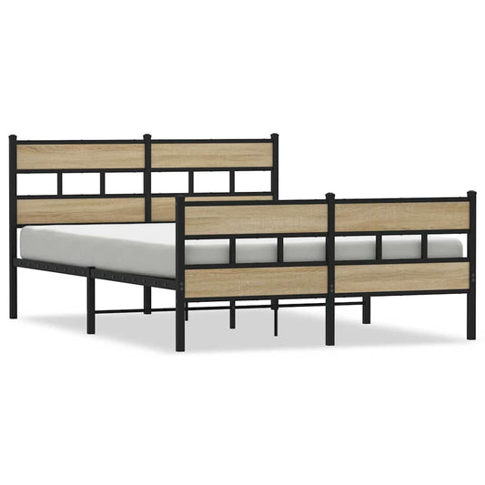 vidaXL Σκελετός Κρεβ. Χωρίς Στρώμα Sonoma Δρυς 150x200 εκ. Μεταλλικό