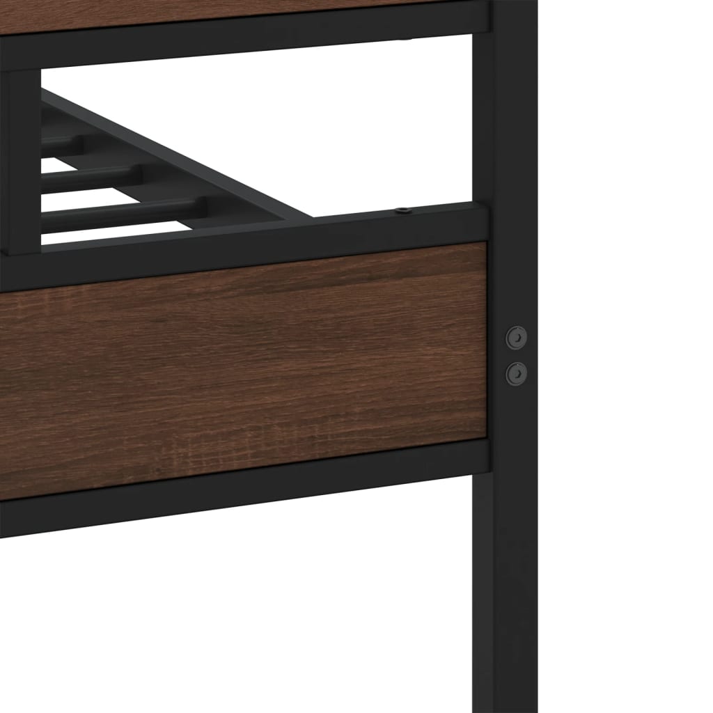 vidaXL Σκελετός Κρεβ. Χωρίς Στρώμα Καφέ Δρυς 193x203 εκ. Μεταλλικό