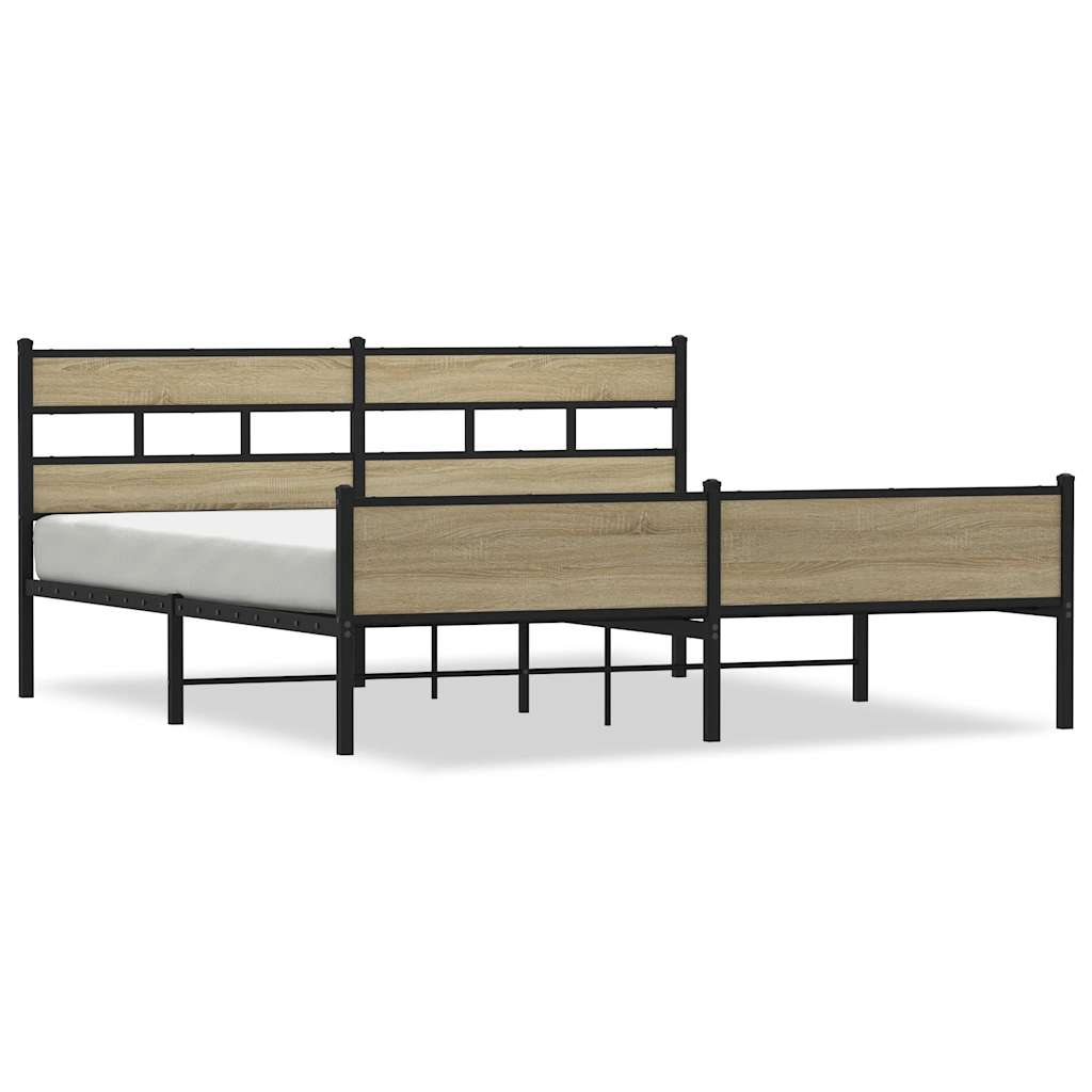 vidaXL Σκελετός Κρεβ. Χωρίς Στρώμα Sonoma Δρυς 180x200 εκ. Μεταλλικό