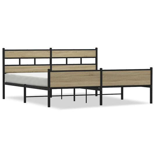 vidaXL Σκελετός Κρεβ. Χωρίς Στρώμα Sonoma Δρυς 180x200 εκ. Μεταλλικό
