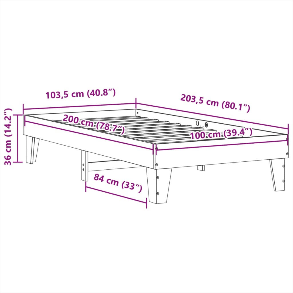 vidaXL Σκελετός Κρεβατιού Χωρίς Στρώμα Λευκό 100x200 εκ. Μασίφ Πεύκο