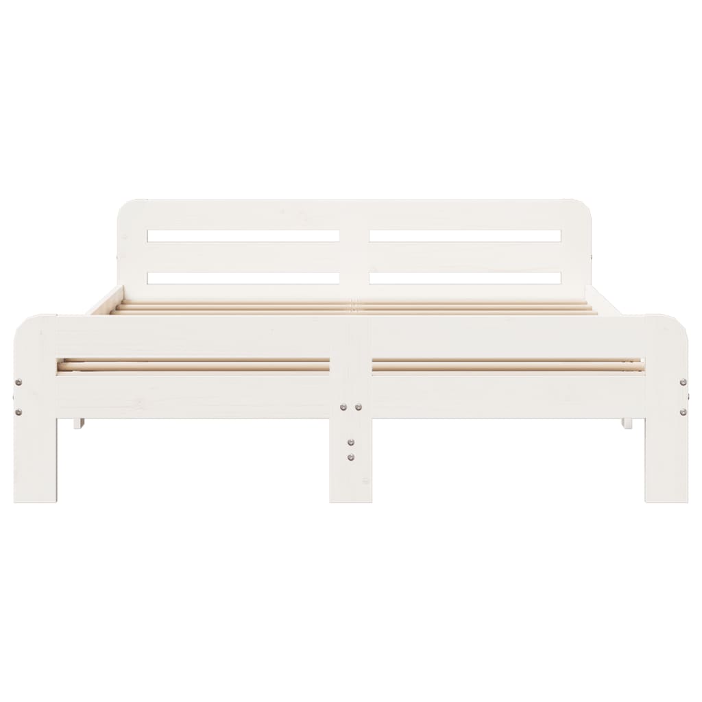 vidaXL Σκελετός Κρεβ. Χωρίς Στρώμα Λευκό 150x200 εκ Μασίφ Πεύκο