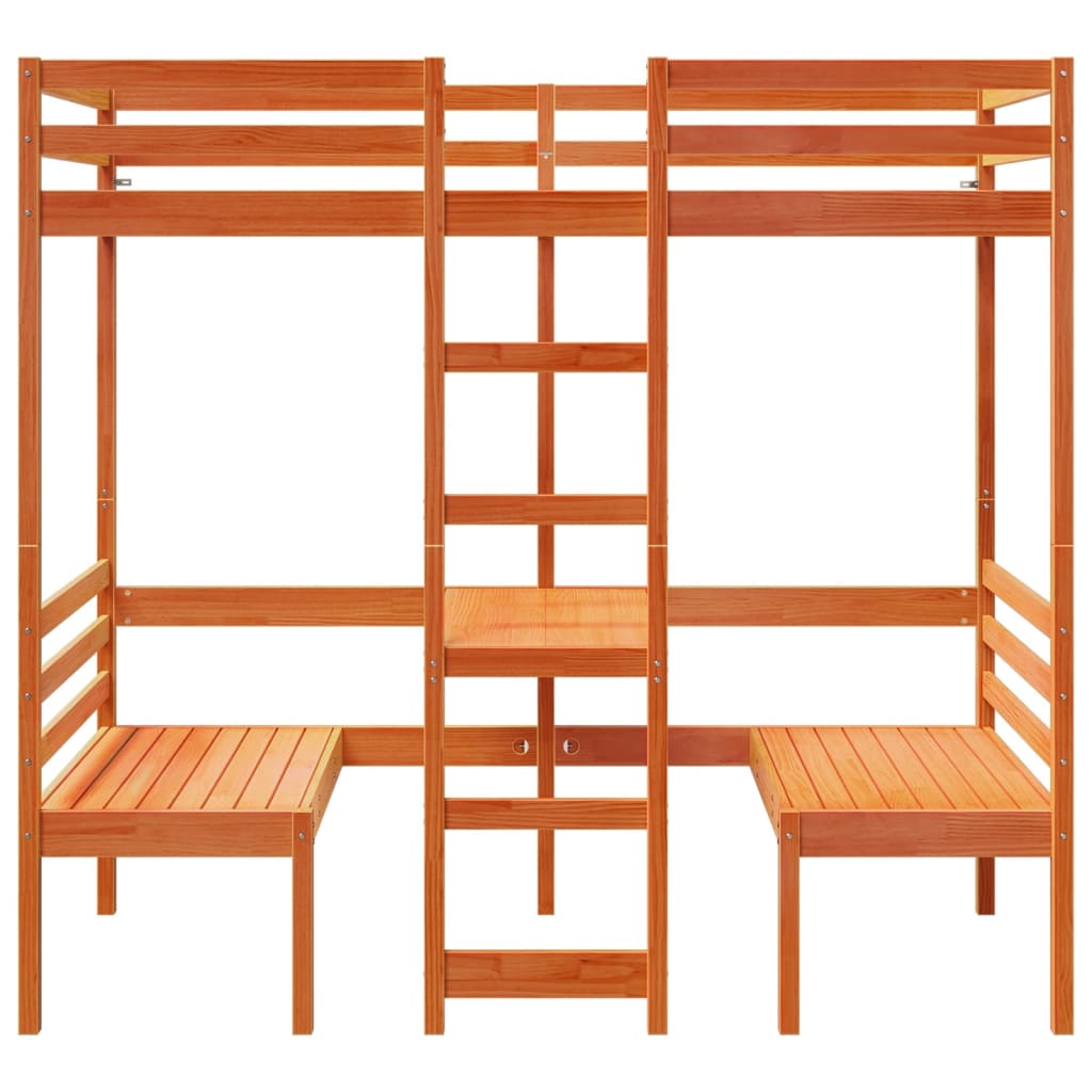 vidaXL Σκελετός Υπερ. Κρεβάτι Γραφείο/Καρέκλες 75x190εκ Μασίφ Πεύκο