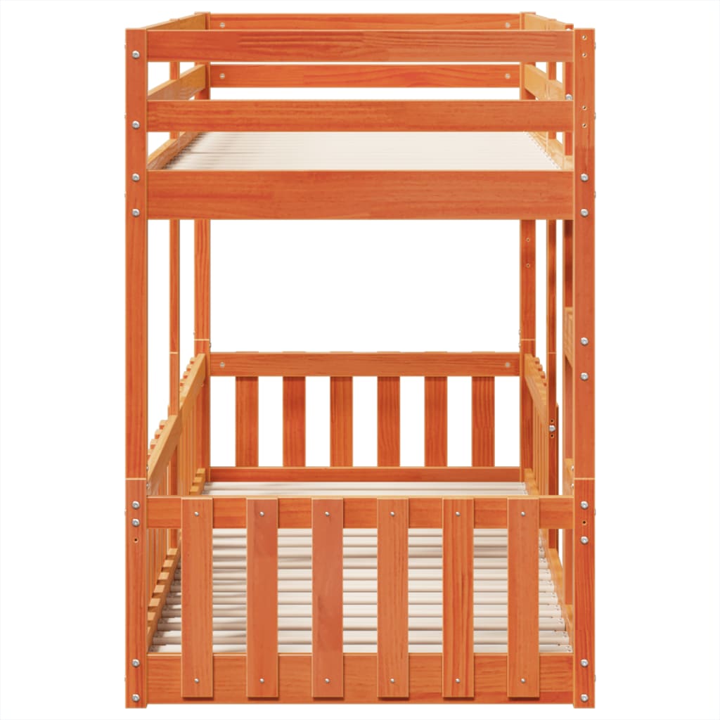 vidaXL Κρεβάτι Κουκέτα Καφέ Κεριού 80 x 200 εκ. από Μασίφ Ξύλο Πεύκου