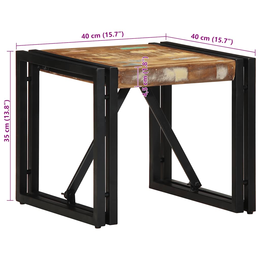 vidaXL Τραπεζάκι σαλονιού πολύχρωμο 40x40x35cm Ξύλο μασίφ ανακυκλωμένο