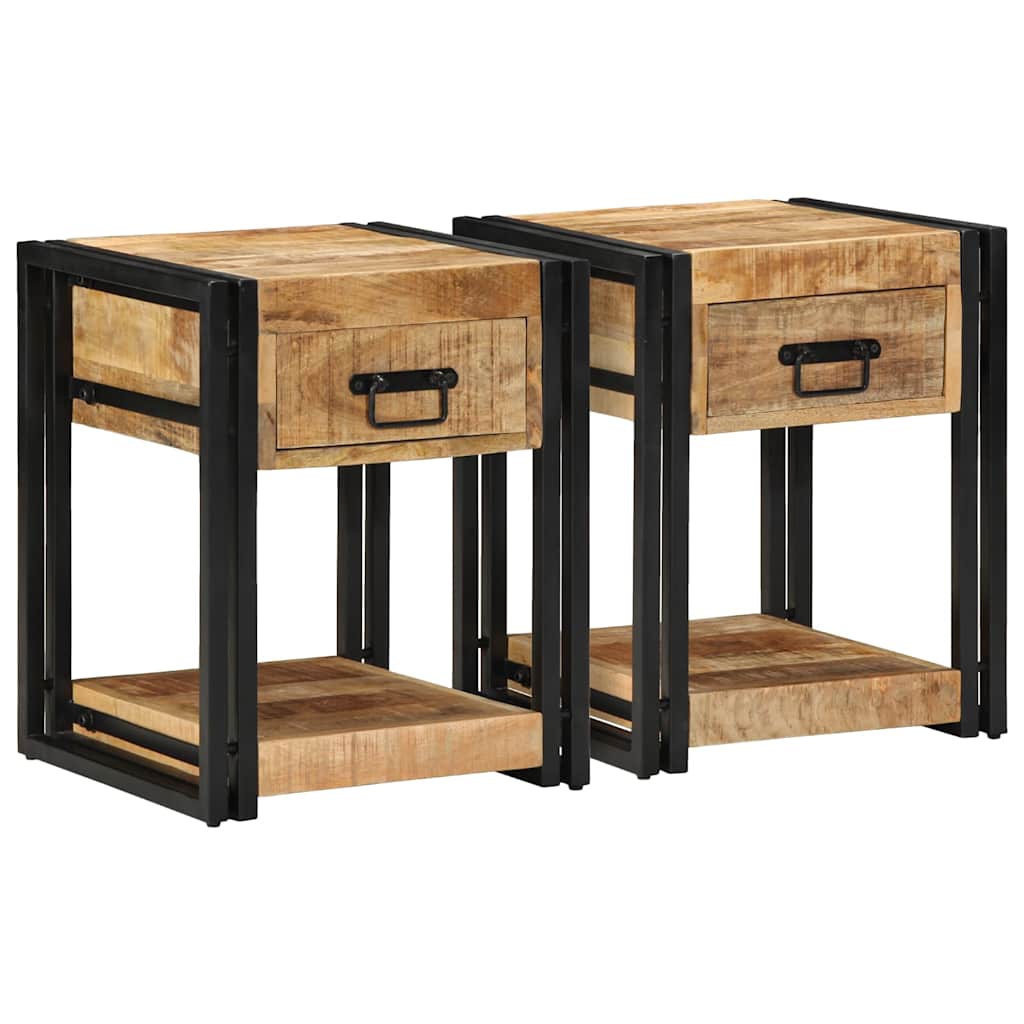vidaXL Κομοδίνα 2 τεμ. 40x40x50 εκ. από Μασίφ Ακατέργαστο Ξύλο Μάνγκο