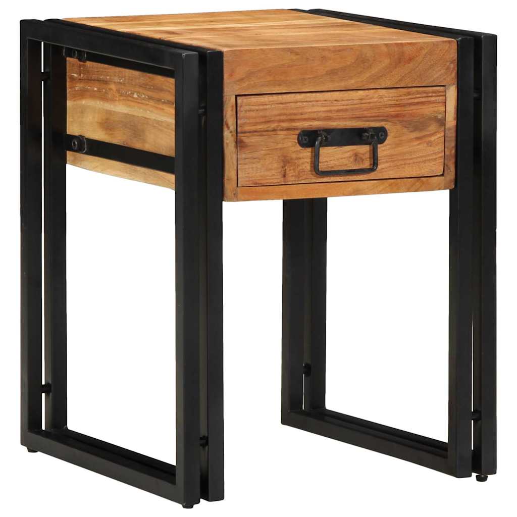 vidaXL End Table με συρτάρι Καφέ 40 x 40 x 50 cm Μασίφ ξύλο ακακίας