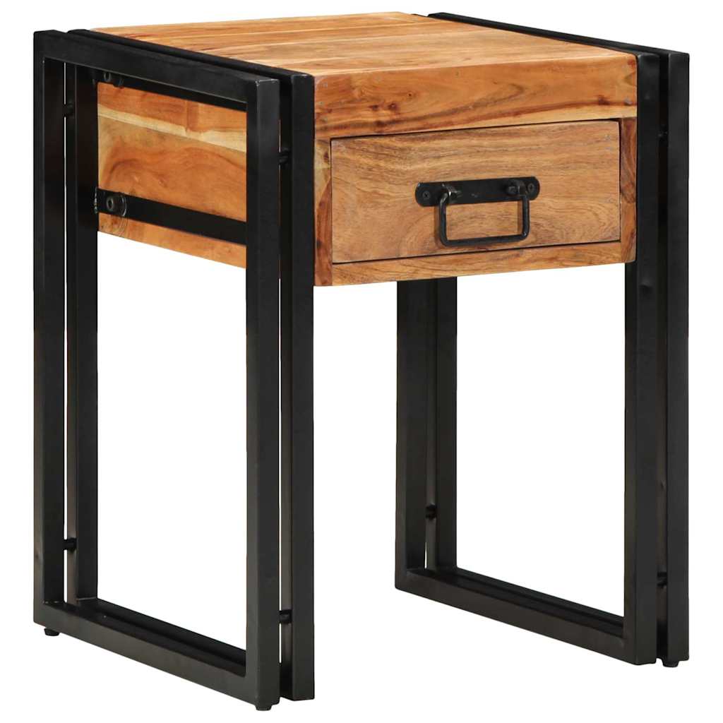 vidaXL End Table με συρτάρι Καφέ 40 x 40 x 50 cm Μασίφ ξύλο ακακίας