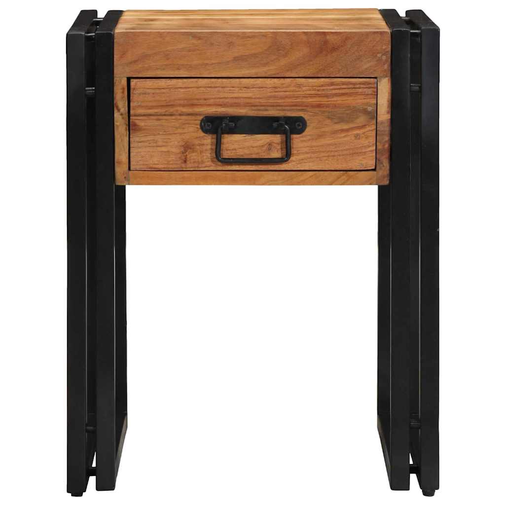 vidaXL End Table με συρτάρι Καφέ 40 x 40 x 50 cm Μασίφ ξύλο ακακίας