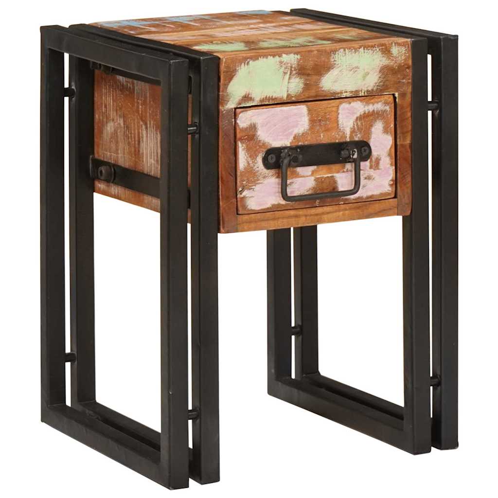 vidaXL End Table με συρτάρι 30 x 30 x 40 cm Στερεό Ανακτηθέν Ξύλο