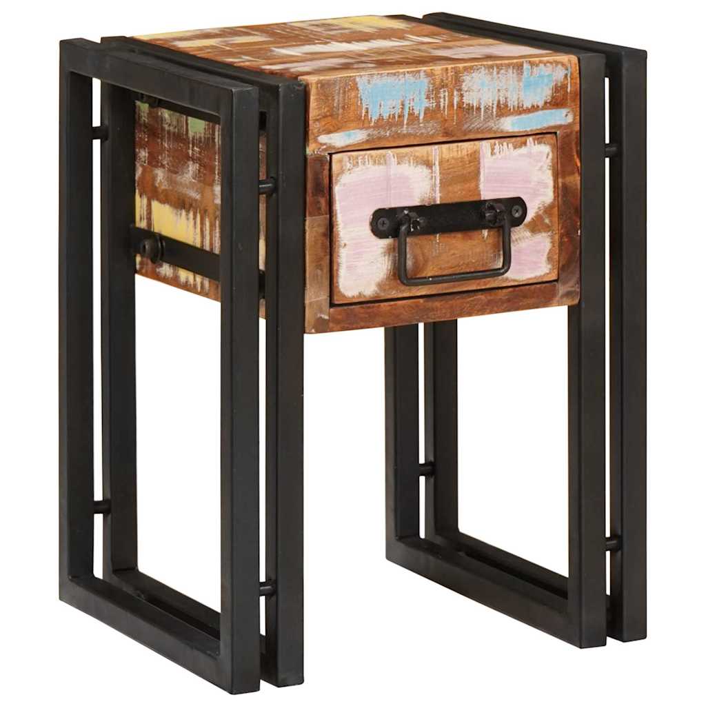vidaXL End Table με συρτάρι 30 x 30 x 40 cm Στερεό Ανακτηθέν Ξύλο