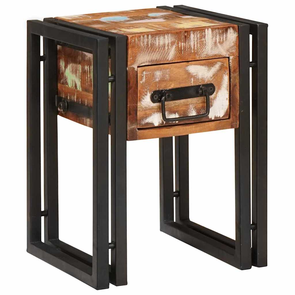 vidaXL End Table με συρτάρι 30 x 30 x 40 cm Στερεό Ανακτηθέν Ξύλο