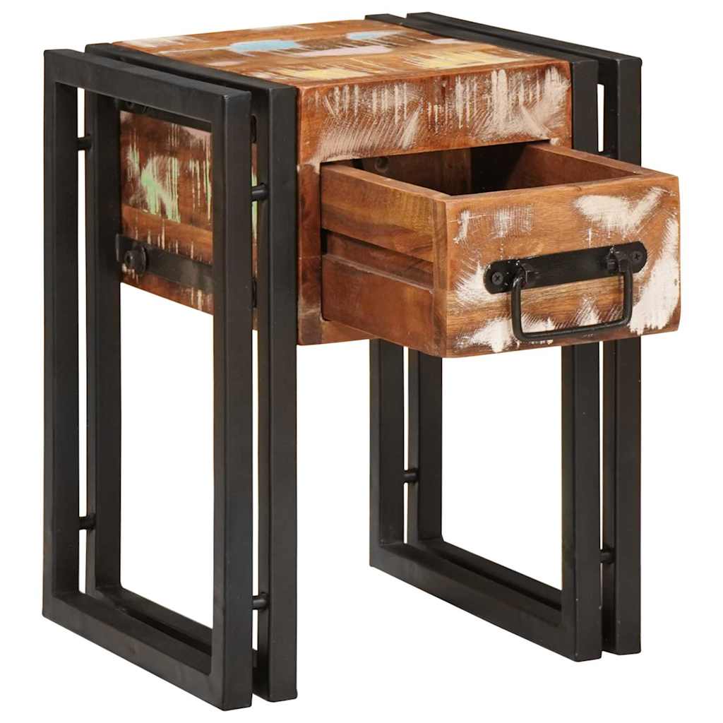 vidaXL End Table με συρτάρι 30 x 30 x 40 cm Στερεό Ανακτηθέν Ξύλο