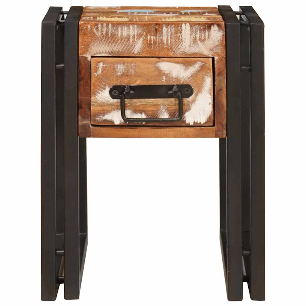 vidaXL End Table με συρτάρι 30 x 30 x 40 cm Στερεό Ανακτηθέν Ξύλο