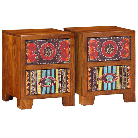 vidaXL Κομοδίνο 2 τεμάχια 35x35x45 cm μασίφ ξύλο ακακίας