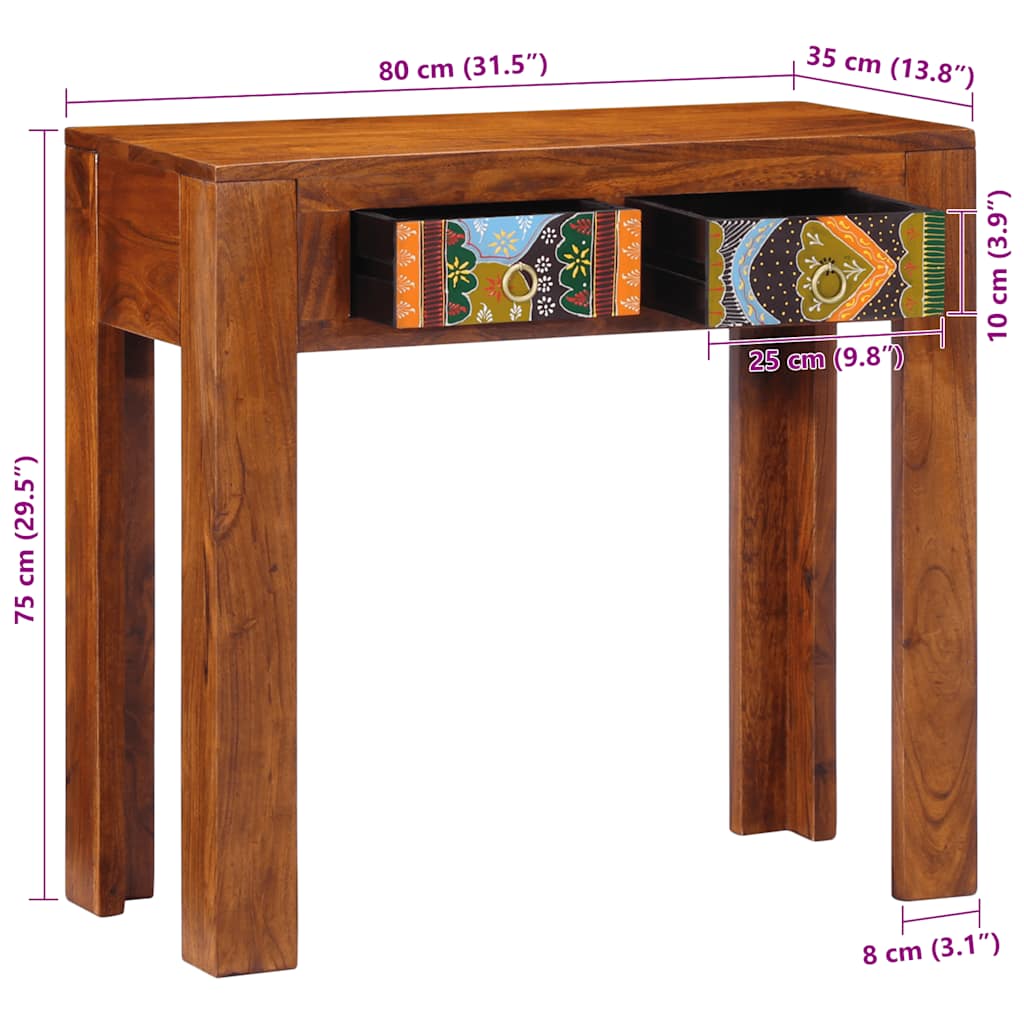 vidaXL Τραπέζι κονσόλας 80x35x75 cm από μασίφ ξύλο ακακίας