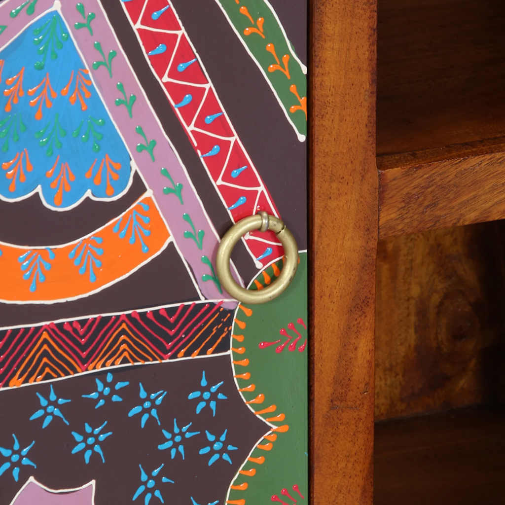 vidaXL Sideboard Πολύχρωμο 90x35x60 μασίφ ξύλο ακακίας