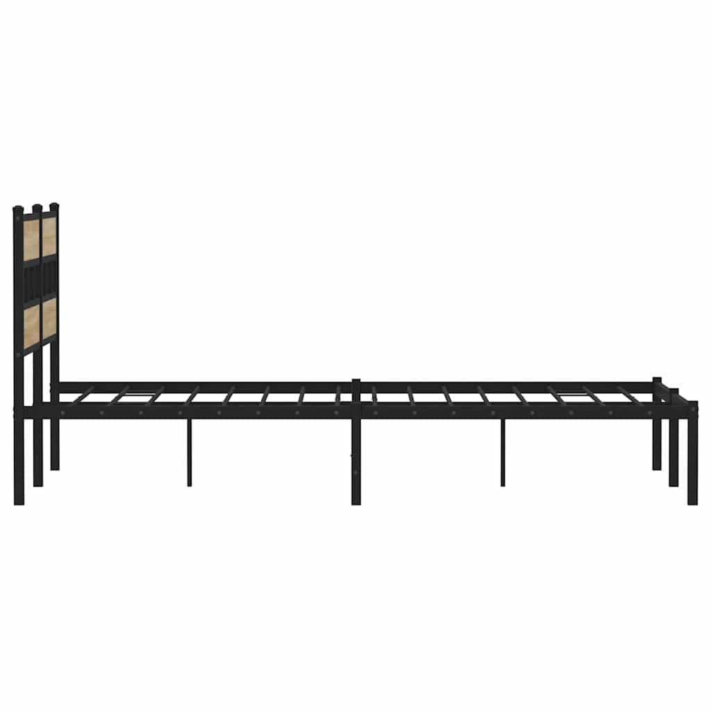 vidaXL Σκελετός Κρεβ. Χωρίς Στρώμα Sonoma Δρυς 135x190 εκ. Μεταλλικό