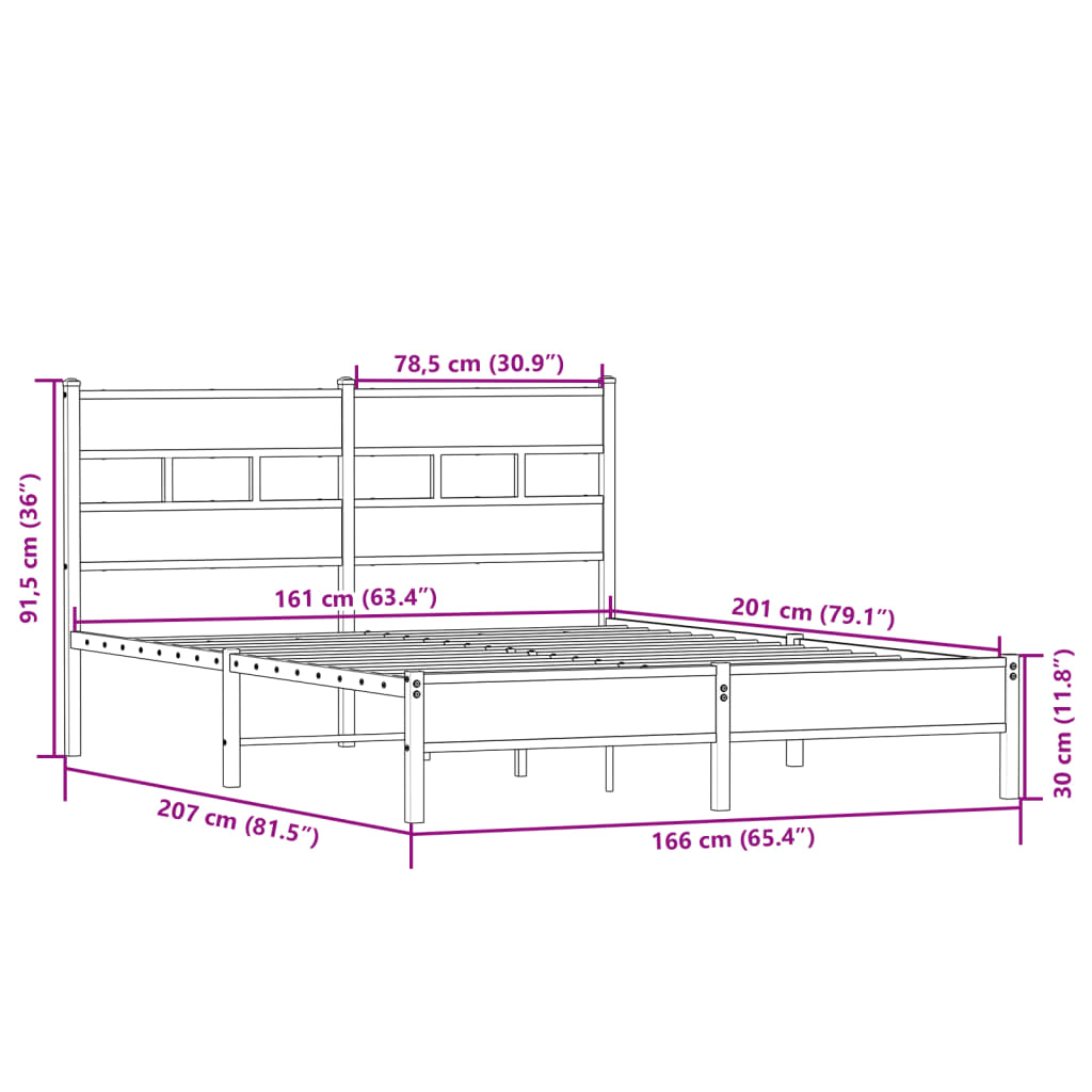 vidaXL Πλαίσιο Κρεβατιού Χωρ. Στρώμα Sonoma Δρυς 160x200 εκ. Επ. Ξύλο
