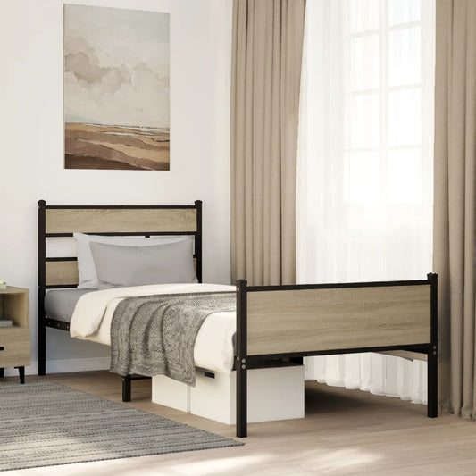vidaXL Πλαίσιο Κρεβ. Χωρ. Στρώμα Sonoma Δρυς 90x200 εκ. Επεξ. Ξύλο