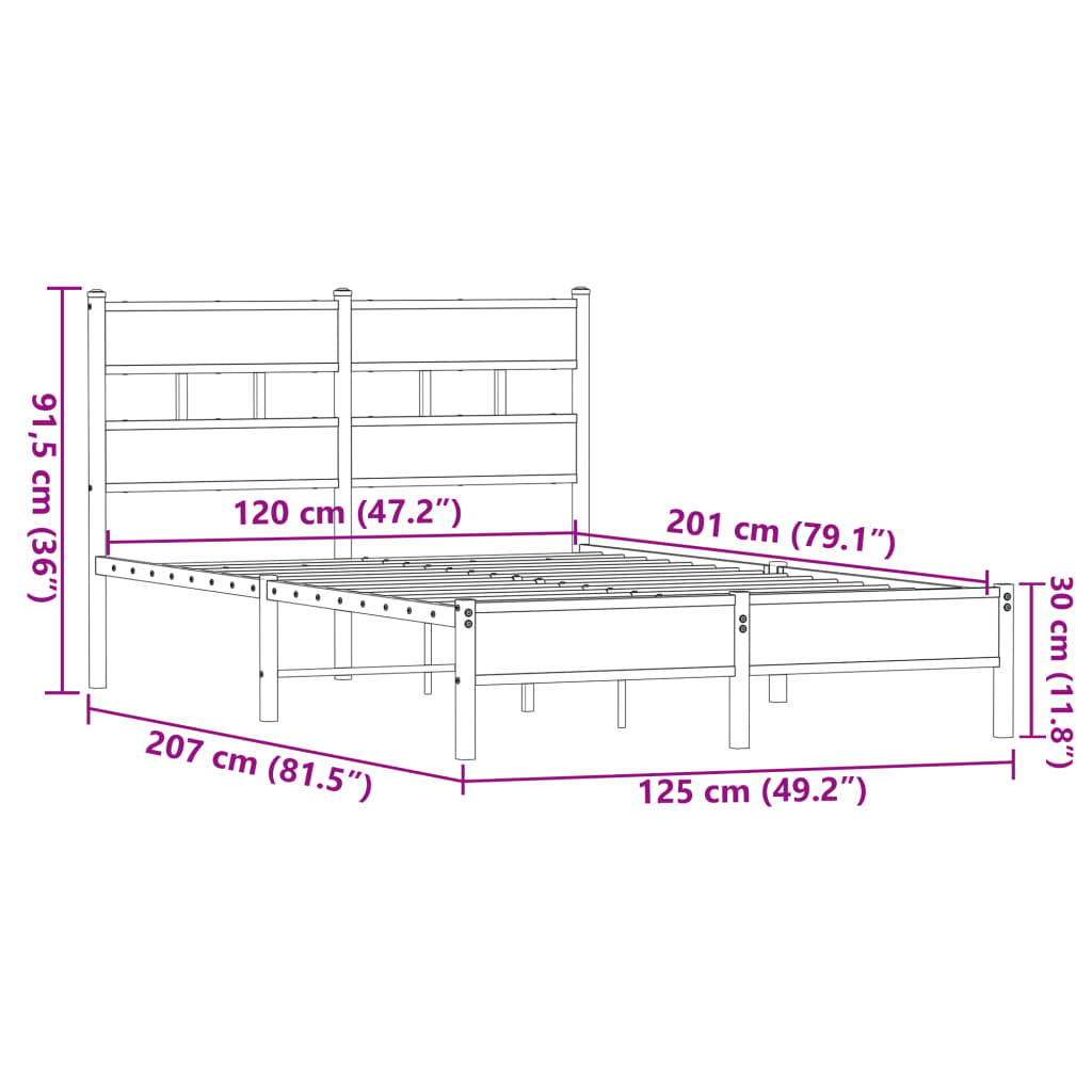 vidaXL Πλαίσιο Κρεβατιού Χωρ. Στρώμα Καφέ Δρυς 120x200εκ. Επ. Ξύλο