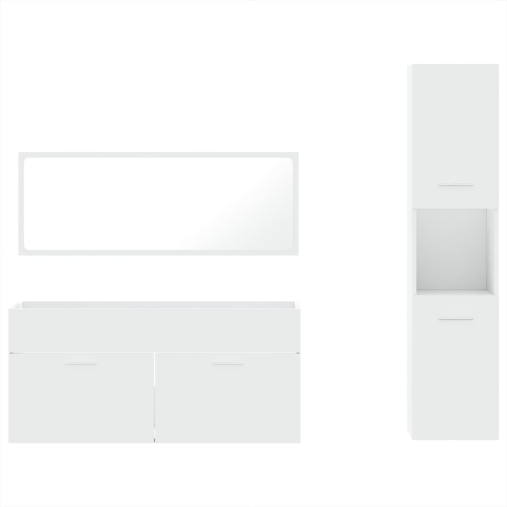 vidaXL Σετ Επίπλων Μπάνιου 3 Τεμαχίων Λευκό από Επεξεργασμένο Ξύλο