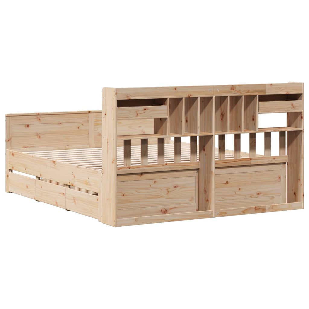 vidaXL Κρεβάτι Βιβλιοθήκη Χωρίς Στρώμα 180x200 εκ Μασίφ Ξύλο Πεύκου