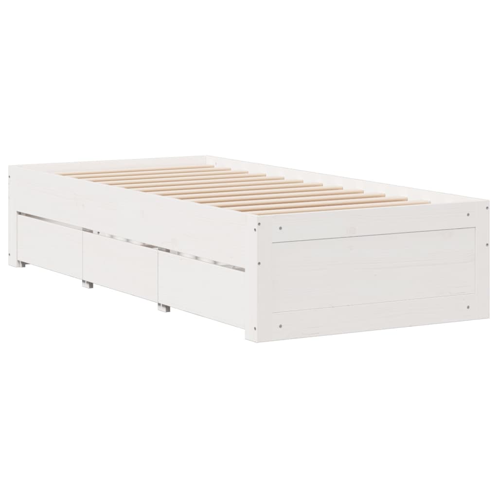 vidaXL Κρεβάτι Βιβλιοθήκη Χωρίς Στρώμα Λευκό 75x190 εκ Μασίφ Πεύκο