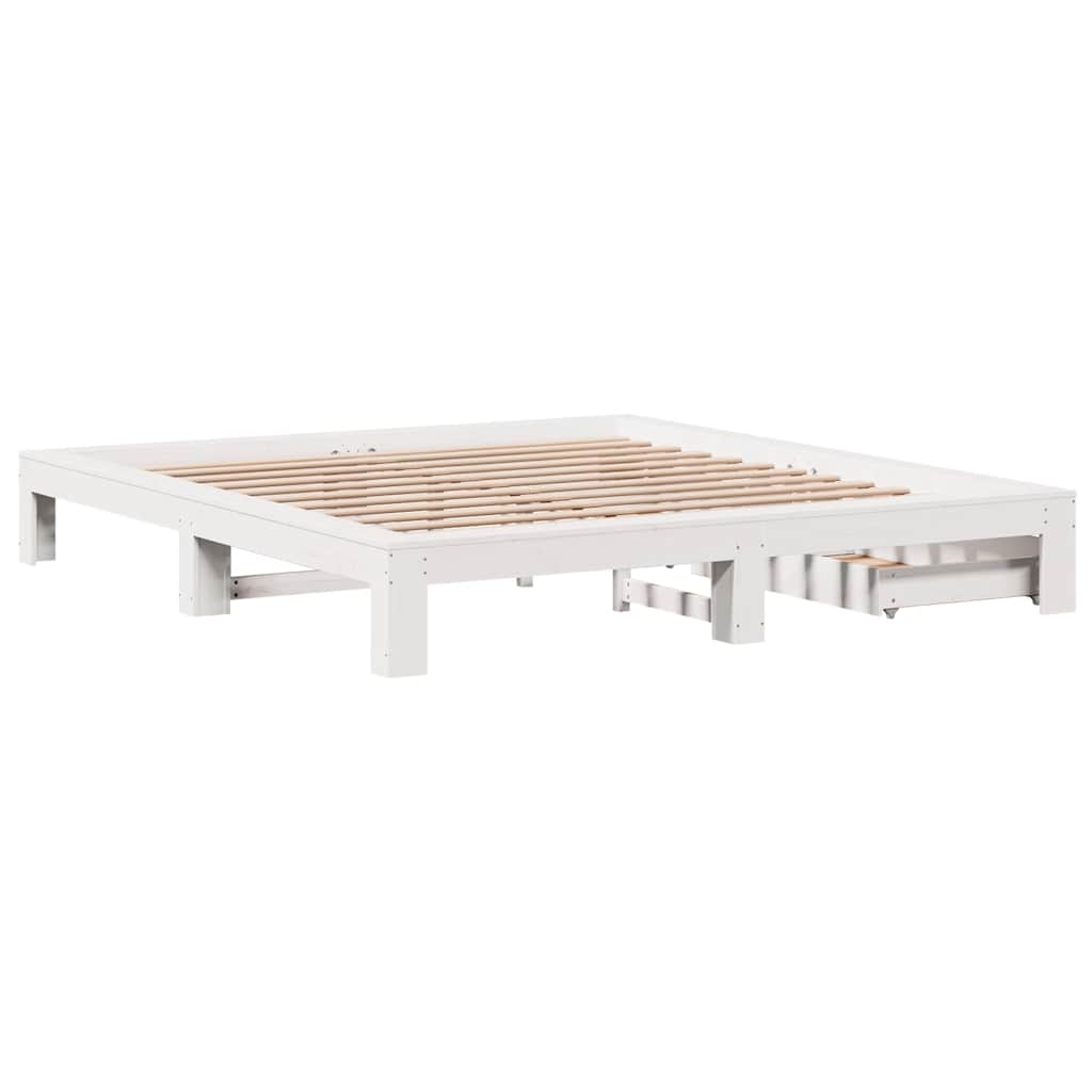 vidaXL Σκελετός Κρεβ. Χωρίς Στρώμα Λευκό 200x200 εκ Μασίφ Πεύκο