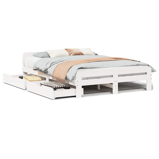 vidaXL Σκελετός Κρεβ. Χωρίς Στρώμα Λευκό 150x200 εκ Μασίφ Πεύκο