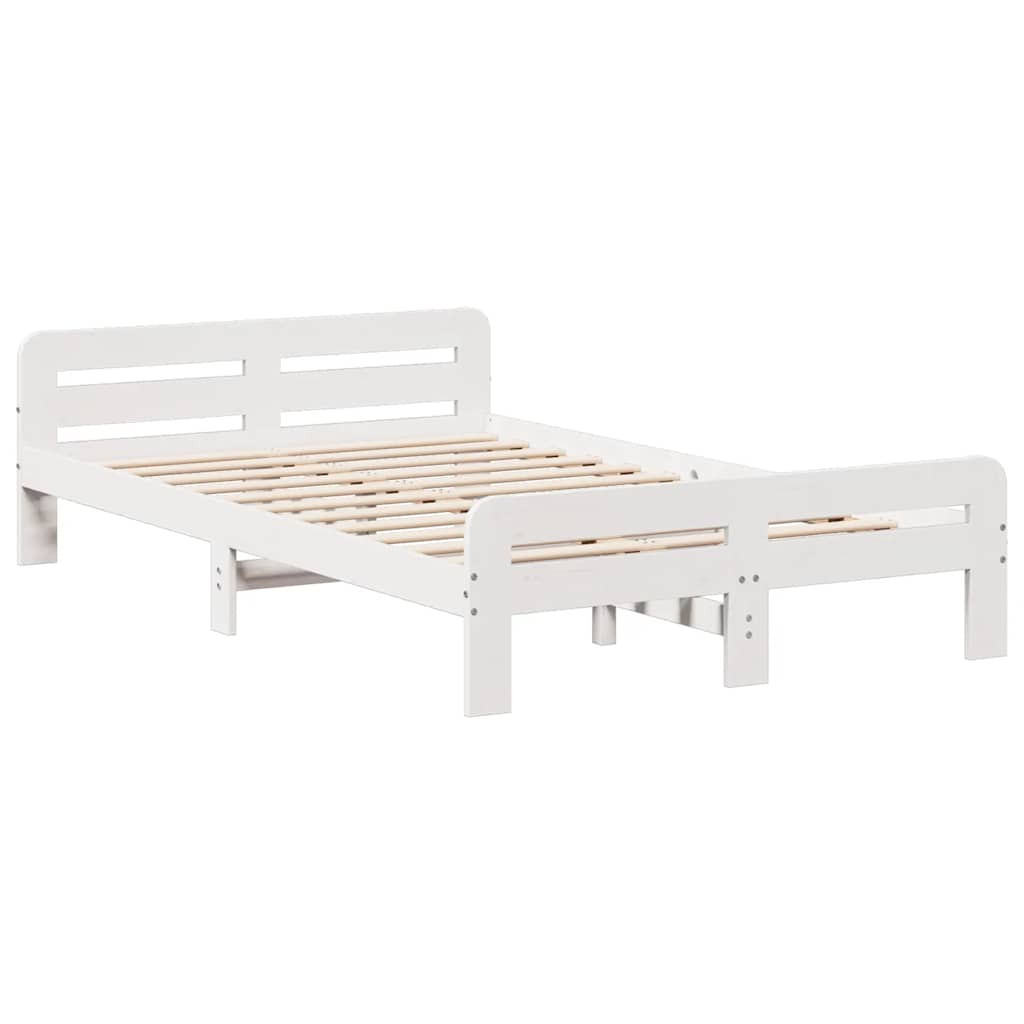 vidaXL Σκελετός Κρεβ. Χωρίς Στρώμα Λευκό 135x190 εκ Μασίφ Πεύκο