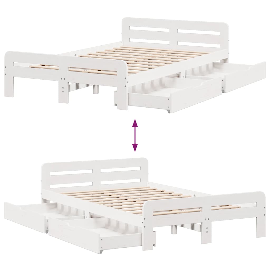 vidaXL Σκελετός Κρεβ. Χωρίς Στρώμα Λευκό 135x190 εκ Μασίφ Πεύκο
