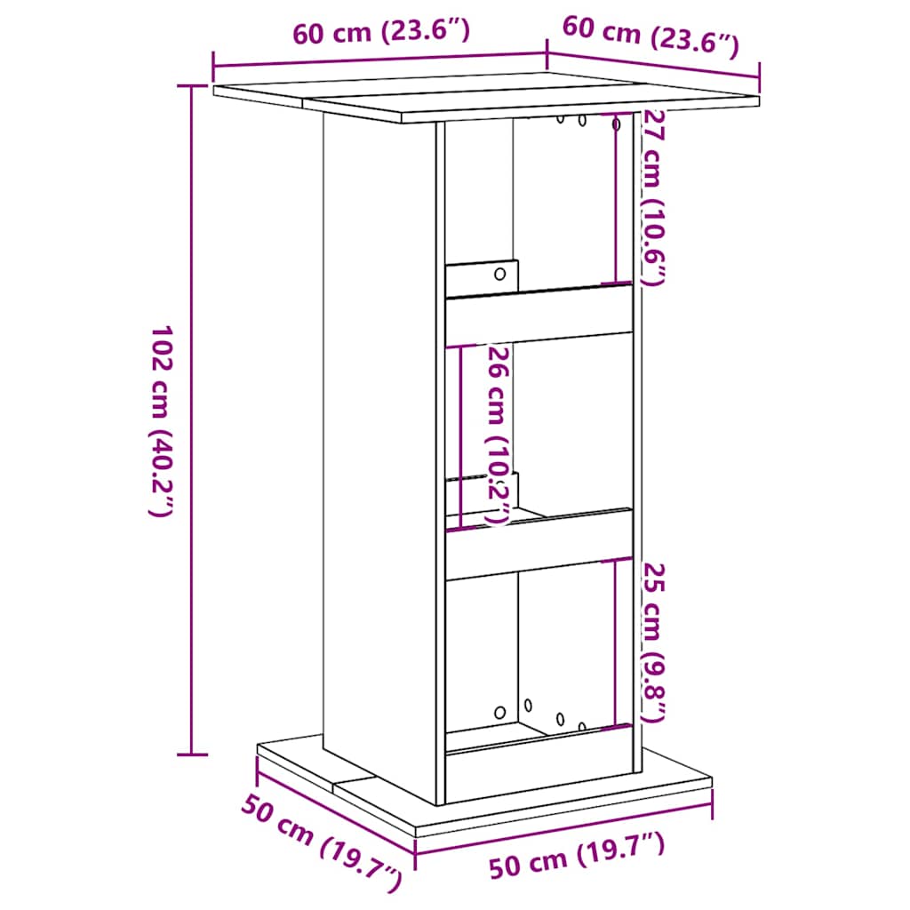 vidaXL Τραπέζι Μπαρ με Ράφια Λευκό 60x60x102 εκ. Επεξεργ. Ξύλο