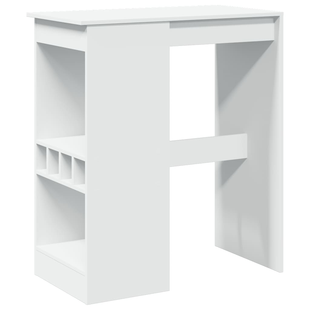 vidaXL Τραπέζι Μπαρ με Ράφια Λευκό 90x47,5x103,5 εκ. Επεξεργ. Ξύλο