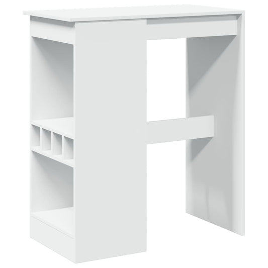 vidaXL Τραπέζι Μπαρ με Ράφια Λευκό 90x47,5x103,5 εκ. Επεξεργ. Ξύλο