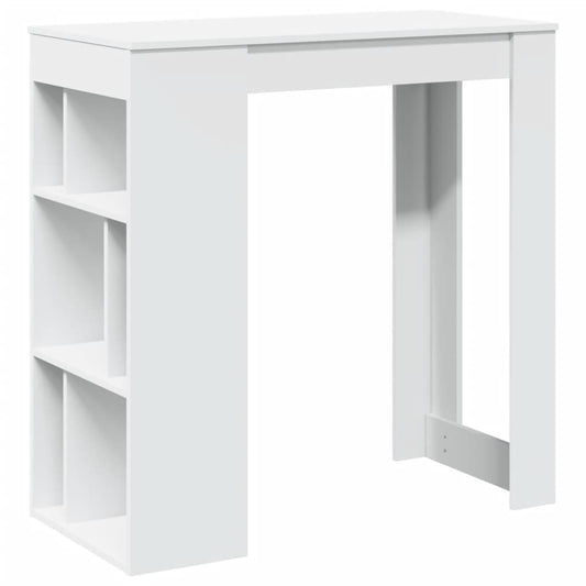 vidaXL Τραπέζι Μπαρ με Ράφια Λευκό 102 x 50 x 103,5 εκ.από Επεξ. Ξύλο