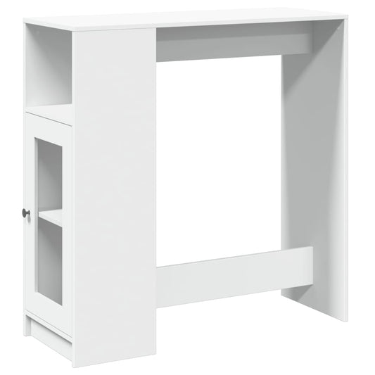 vidaXL Τραπέζι Μπαρ με Ράφια Λευκό 101x40x103,5 εκ. Επεξεργ. Ξύλο