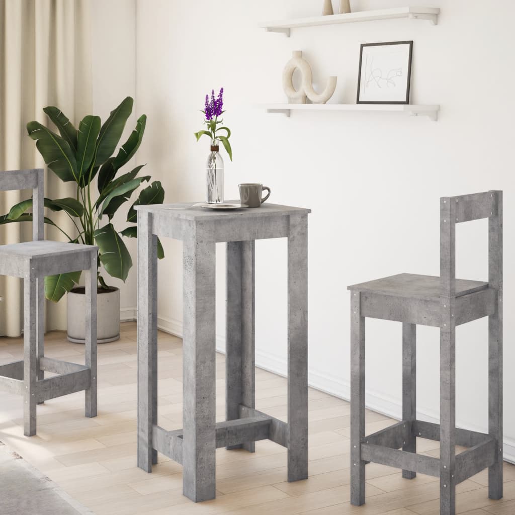 vidaXL Τραπέζι Μπαρ Γκρι Σκυροδέματος 51x50x103,5 εκ. Επεξ. Ξύλο